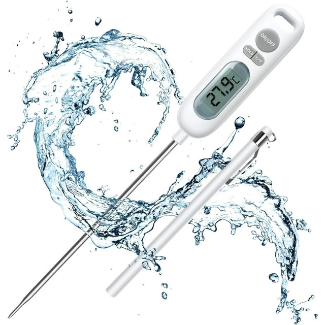 Meat Instant Read Probe Waterproof Cooking 141mm for Kitchen Water Sugar Milk Coffee Steak Thermometer, Stainless Steel