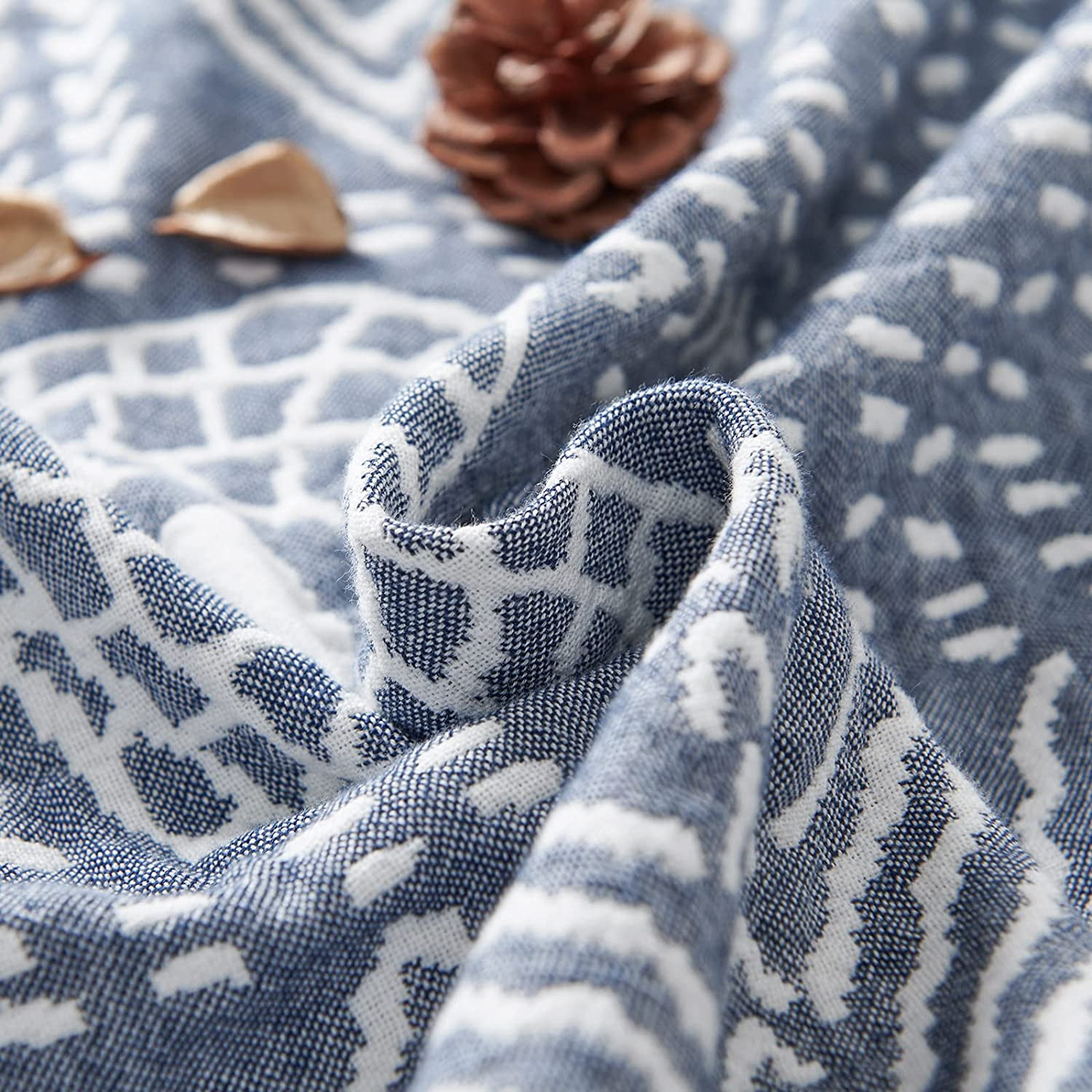 Blue Throw Blanket Cotton Twin Size Blanket Coverlet Summer Blanket for Sofa Couch Decor Boho Blankets Outdoor Accent Throw Geometric Quilt Reversible Mudcloth Throw Year Round 60x80 Inch Walmart