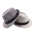 thumbnail image 5 of Grofry Men Solid Color Wide Brim Fedora Felt Hat Panama Cap Boater Summer Beach Sunhat, 5 of 8