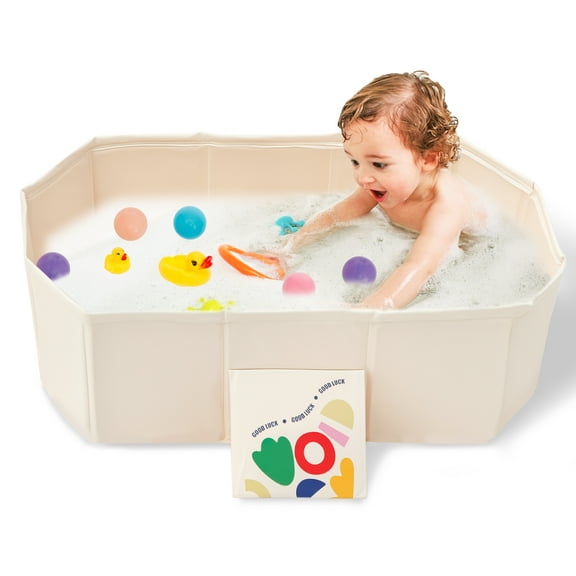 LINFANG PVC Foldable Baby Bath for Kid Pet Space Saving Toddler Infant Bathtub Sturdy Baby Tub for Newborn Home Laundry Use