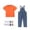 Orange, variant on Mgmyaa Unisex Kids Solid Color Short Sleeve Crew Neck Top and Denim Overalls Jumpsuit with Socks 3-Piece Casual Set for Kids Ages 3-12