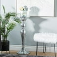 thumbnail image 3 of DecMode 14" x 36" Silver Glass Mosaic Mirrored Turned Floor Pedestal Table, 1-Piece, 3 of 12