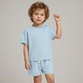 thumbnail image 2 of Tkrady Baby Boys Clothes Summer New Solid Color Cotton Soft Short Sleeve T Shirt Tops Shorts 2 Piece Set, Sizes 0-6 Years, 2 of 7