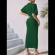 thumbnail image 5 of Vestido de Cóctel para Mujer, con Efecto Metalizado, Cruzado, Color Liso, Escote en V, Plisado, Abertura Alta, Corta, Midi, Verde, Talla M, 5 of 9
