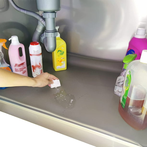 Xtreme Mats - Waterproof Under Sink Mat for Kitchen & Laundry Cabinets,  (Beige, 34 1/4 x 22 1/4) Kitchen Cabinet Shelf Protector, Flexible Under