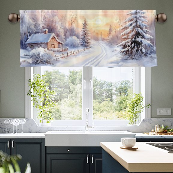 JOOCAR Road Pocket Polyester Window Valance Curtain for Indoor Living Room Bedroom Kitchen Decoration 54x18 inch