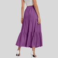 thumbnail image 4 of vigerkar Women’s Summer Boho Flowy Swing Tiered A-Line Maxi Skirt 2025 Fashion Trendy Elastic Waist Pleated Long Beach Dress Purple, S, 4 of 6