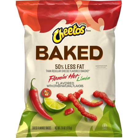 Baked Cheetos Flamin Hot' Limon Cheese Flavored Chips Puffed Snacks, 2.75 oz Bag (Packaging may vary)