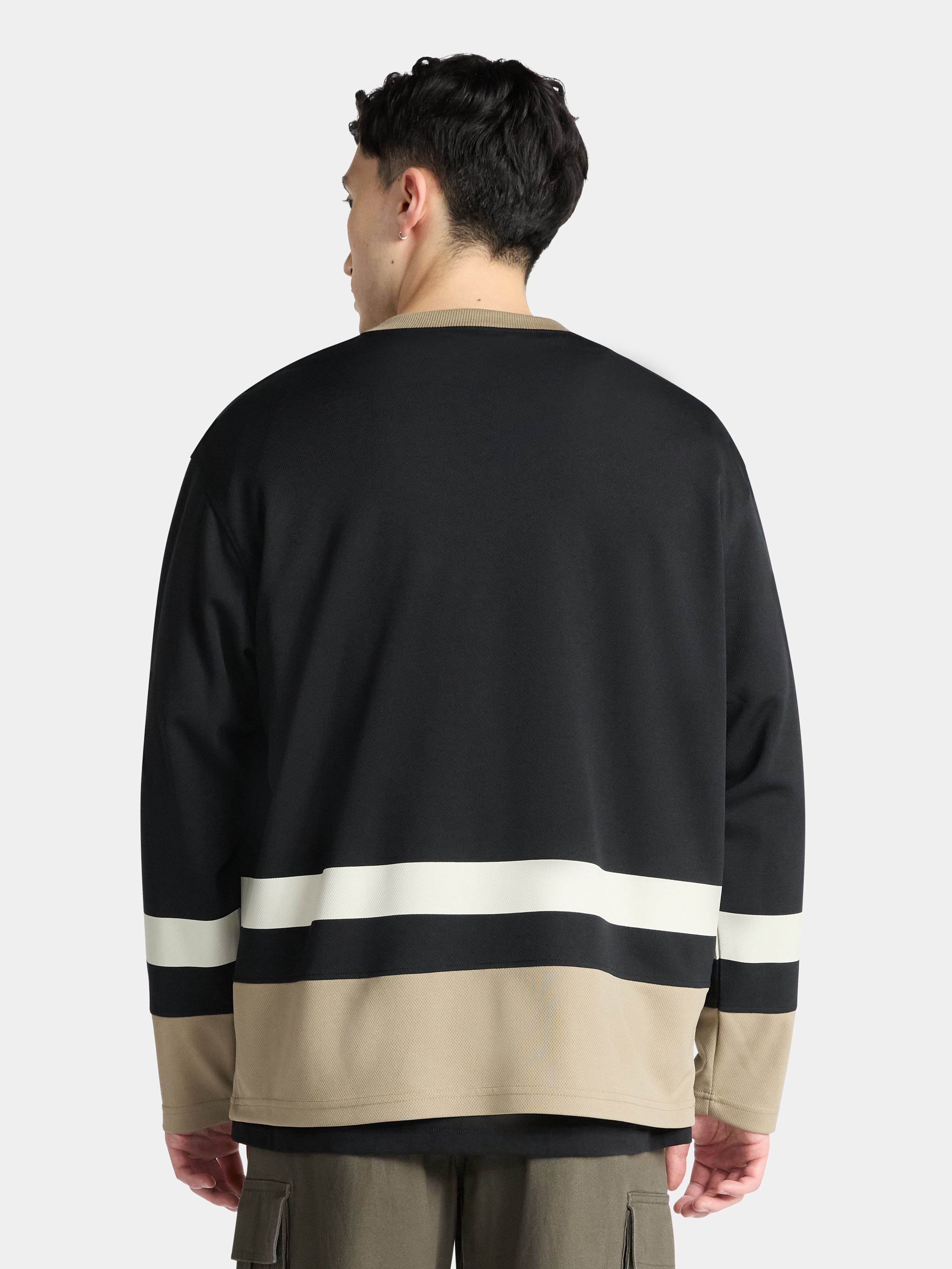 No Boundaries Hockey Jersey Style Shirt with Long Sleeves, Men's and Big Men's