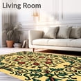 thumbnail image 2 of ODIKA 6'x9' Machine Washable Non-Slip Area Rug, Baroque Winter Pine Berry Vine Flourish High Traffic Rug with Pad, Beige, 614470, 2 of 8
