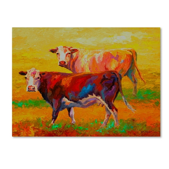 Trademark Fine Art 'Two Cows' Canvas Art by Marion Rose