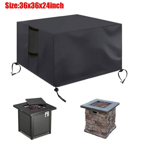 WXC12 Gas Fire Cover Square - 36x36x24 inch Waterproof Anti-UV Heavy Duty for Patio