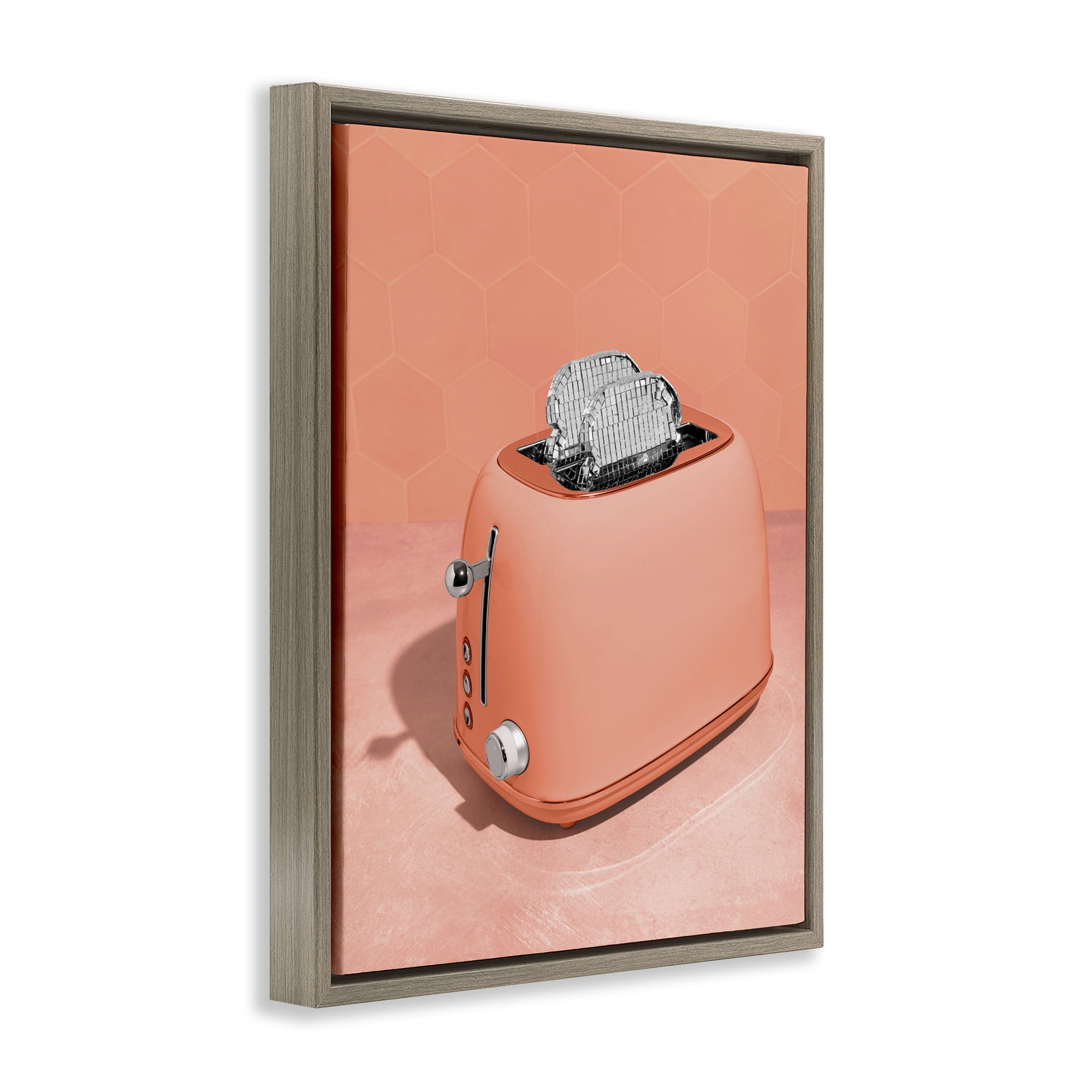 Stupell Industries Disco Toast over Orange Brown Framed Floater Canvas Wall Art, design by LISH Creative