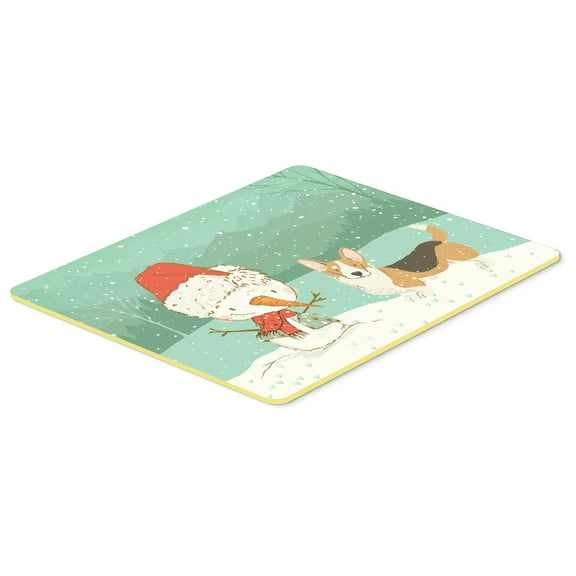 Tricolor Cardigan Corgi Snowman Christmas Kitchen or Bath Mat 24x36
