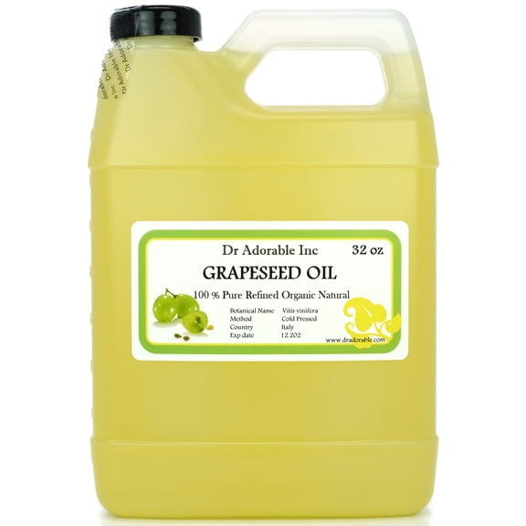 Dr Adorable - 32 oz - Grapeseed Oil - 100% Pure Organic Cold Pressed Natural Hair Skin