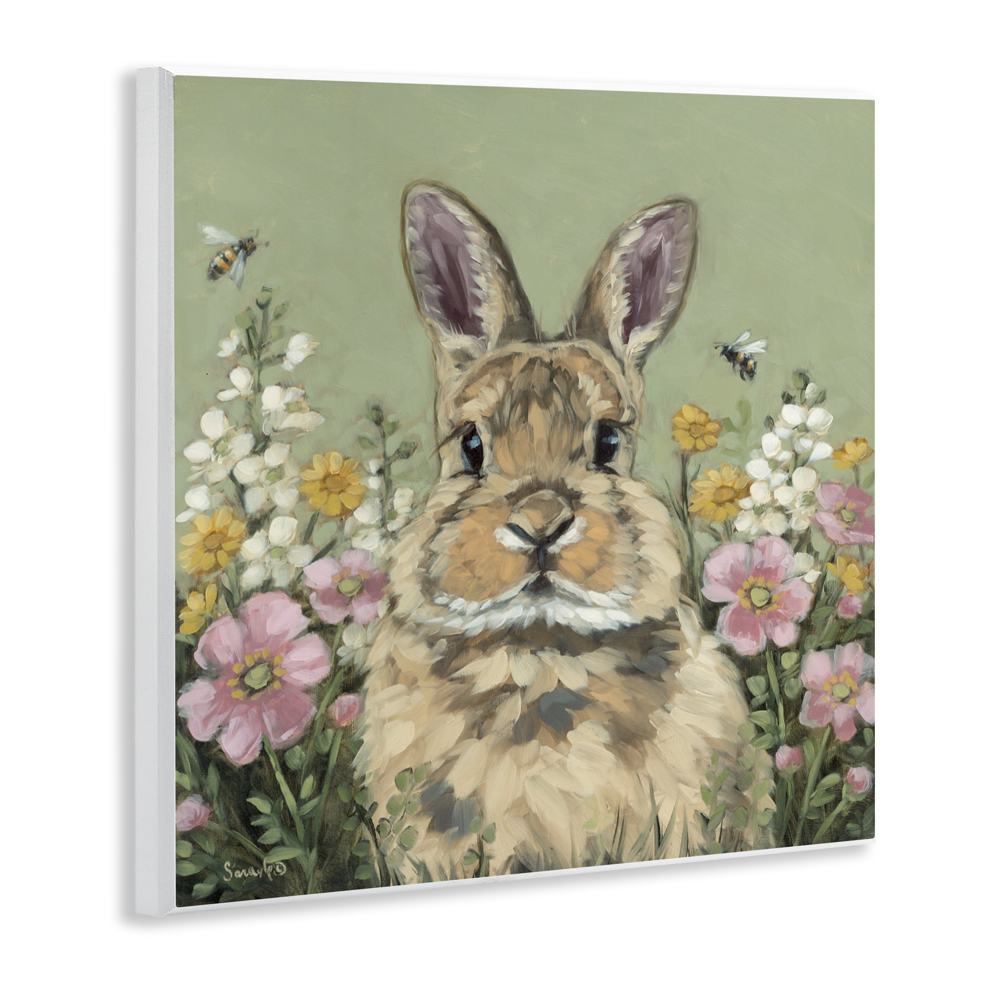 Stupell Industries Spring Abloom Rabbit Wall Plaque Art, design by Sara G. Designs