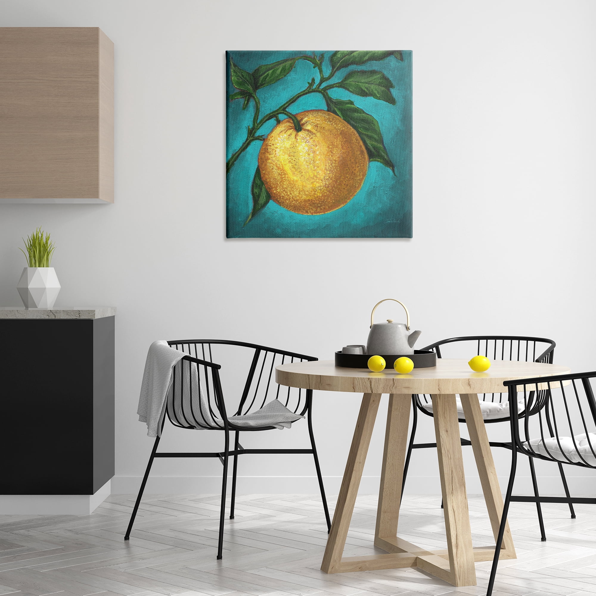 Stupell Industries Citrus Fruit on Branch Food & Beverage Painting Wrapped Canvas Art Print Wall Art, 30 x 30