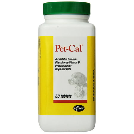 Pfizer Animal Pet Cal 60 Tablet calcium Phosphore vitamine D Supplément chiens