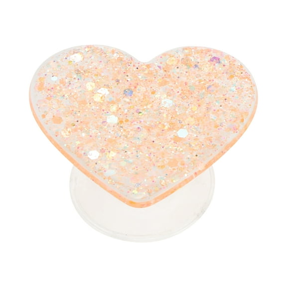 Unique Bargains 1 Pc Phone Grip Sequin Heart Adhesive Phone Stand Orange