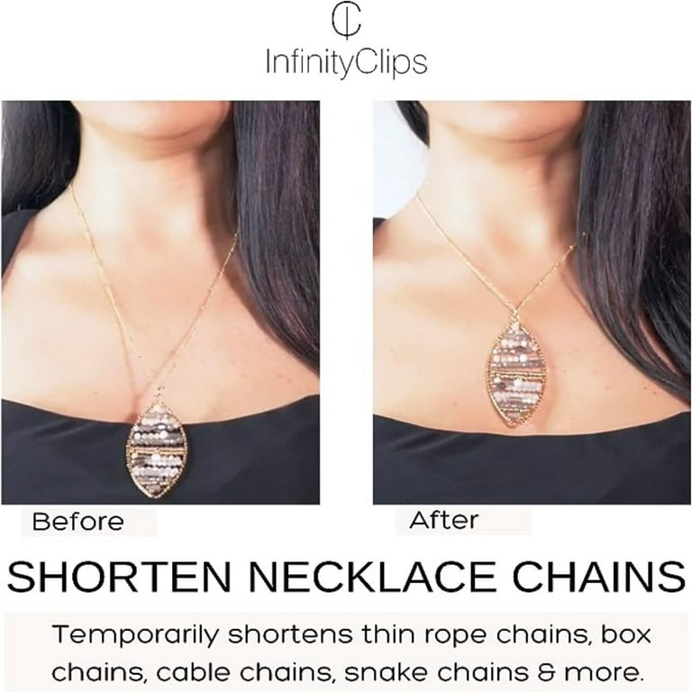 Infinity Clips Necklace Shortener 2 Pc Set for Thin Chains Rose