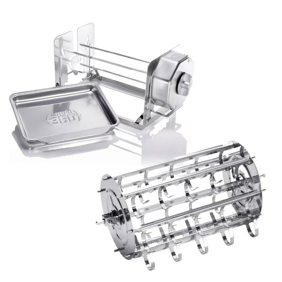 ROTO-Q 360 Cordless Rotisserie Kit w/Sausage Rotisserie for Grills, Ovens, Smokers - Non-Electric Spit Roaster - Gas or Charcoal BBQ - Kamado Joe Green Egg Kettle - Indoor Outdoor Cooking