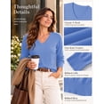 thumbnail image 4 of QUALFORT Women's 100% Cotton V-Neck Pullover Sweater, Long Sleeve Lightweight Sweater for Women, Soft Classic Solid Color Knit Sweater Top, Blue XL, 4 of 7