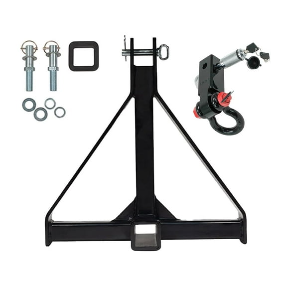 3 Point Trailer Hitch 2" Receiver & Shackle Hitch Receiver with 5/8" Hitch Lock Pin & 3/4'' D Ring Shackle - 11000 lbs WLL - Heavy Duty Trailer Draw Bar Adapter Category 1 Tractor Tow