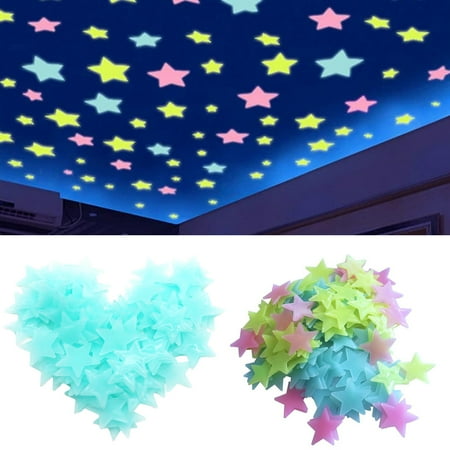 

Shangqer 20Pcs/50Pcs Wall Stickers 3D Luminous PVC Luminous Stars Wall Ceiling Sticker for Bedroom