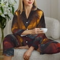 thumbnail image 5 of KLL Sunset Flower Meditating Raccoon Print Women's Long Sleeve Pajamas with Pants Sleepwear Loungewear 2 Set-XX-Large, 5 of 7