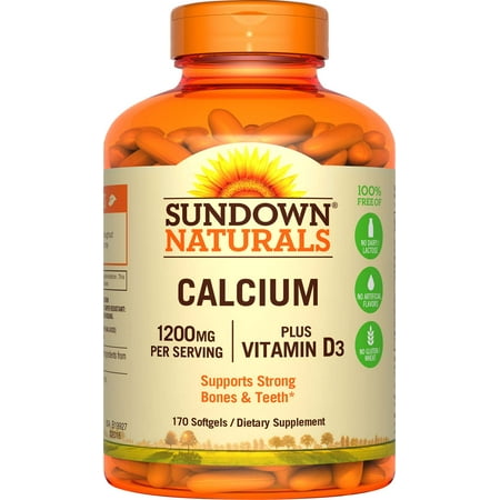 Fiber Supplement Plus Calcium - Sundown Naturals Calcium plus Vitamin D3 Softgels, 1200 Mg, 170 Ct