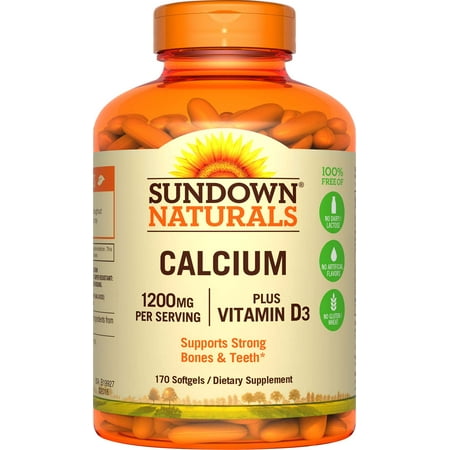 Sundown Naturals Calcium plus Vitamin D3 Softgels, 1200 Mg, 170