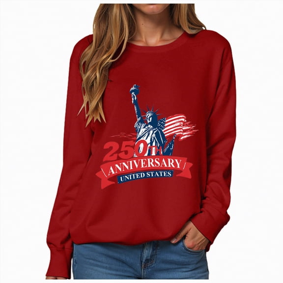 Leey-World 4th Of July Long Sleeve Shirts Women USA T Shirt Patriotic American Flag Men Women Kids July 4th T-Shirt(Red,2XL)