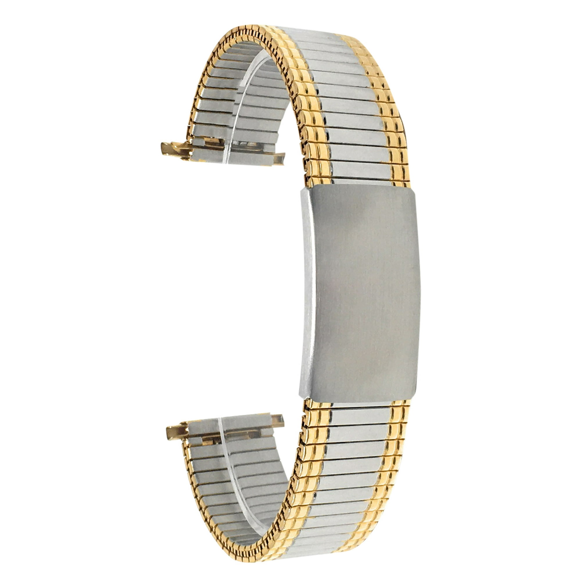 Bandini 18mm Silver and Gold Two Tone Tone Stainless Steel Stretch Watch Strap for Men Straight End Adjustable Length Metal Expansion Watch Band No Buckle Walmart
