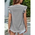 thumbnail image 4 of Womens Casual Tops for Women Crewneck Ruffle Short Sleeve Blouses Black L, 4 of 9