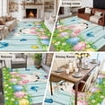 thumbnail image 5 of 5'x7' Area Rugs for Living Room Bedroom, Easter Washable Rug Carpet Runner Indoor Outdoor, Spring Easter Eggs Bunny Teal Wooden Grain Non Slip Floor Mats Area Rug for Kitchen, Nursery, 5 of 8