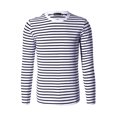 thumbnail image 2 of INSPIRE CHIC T-shirt à Manches Longues à Col Rond Rayé pour Homme en Coton, Haut à Enfiler Noir et Blanc 42, 2 of 7