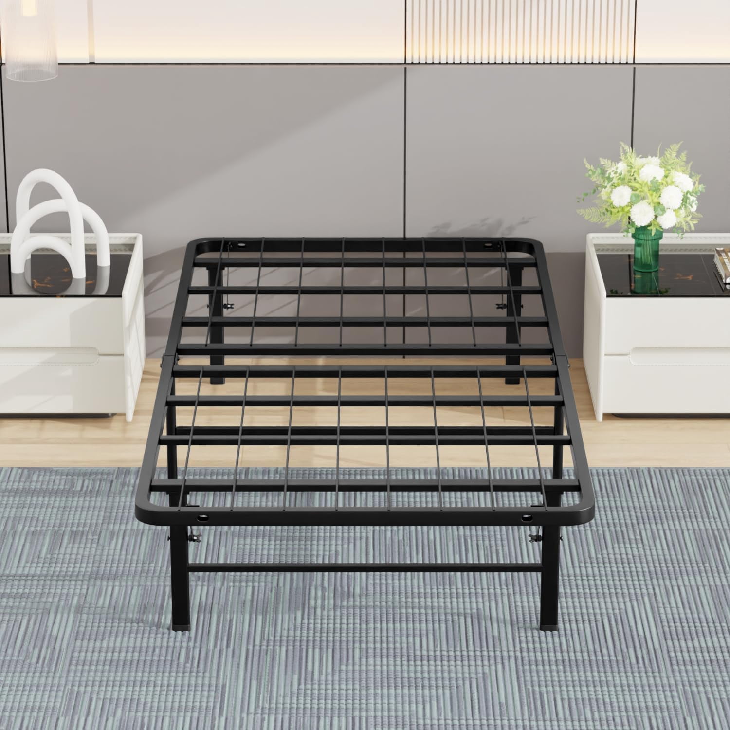 BestMassage Twin Bed Frame Metal Platform Bed Frame, Easy Assembly Noise-Free, Black, Twin