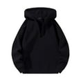 thumbnail image 3 of Fanxing 1/4 Zip Hoodies for Women Y2K Casual Loose V Neck Long Sleeve Solid Color Hooded Pullover Sweatshirts Black L, 3 of 4