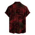 thumbnail image 3 of Domuza Summer Shirts for Men Hawaiian Casual Short Sleeve Beach Shirts Tropical Flower Printed Button Up T Shirts Lapel Vacation Top Deep Red M, 3 of 6