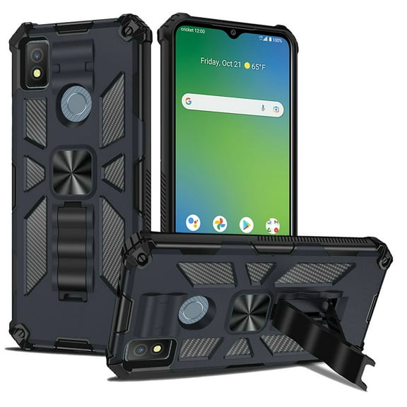 For Cricket Icon 4 Hybrid Stand Military Grade with Magnet Mount Friendly Kickstand Hard PC TPU Rubber Shockproof Cover ,Xpm Phone Case [ Navy Blue ]