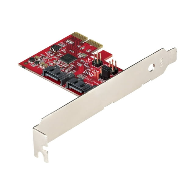 StarTech.com SATA PCIe Card, 2 Port PCIe SATA Expansion card, 6Gbps SATA Card, Full/Low Profile, PCI Express to SATA Adapter, ASM1062R SATA RAID Controller Card - PCIe to SATA Converter - Storage controller - SATA 6Gb/s - low profile - RAID RAID 0, 1, JBOD - PCIe 2.0 x2 - red