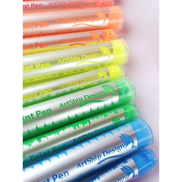 16 Dual-Tip Acrylic Paint Pens, Both Extra Fine and Medium Tip Paint  Markers - ArtShip Design 
