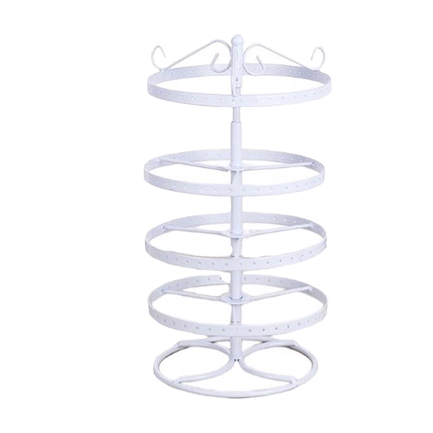 Guardurnaity Organizador Ahorro de espacio Agujeros redondos de 4 niveles Pulseras Colgantes Pernos de hierro Estante de almacenamiento Soporte de Ropa, zapatos y accesorios Miscelánea Blanco