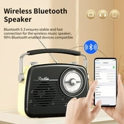 UMUTOO Portable Radio AM FM SW, Small Vintage Retro Radios with Headphone Jack, Rechargeable Battery Bluetooth Speaker, for Home, Outdoor, Gifts, Elderly