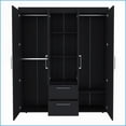 thumbnail image 3 of Armoires & Wardrobes, Modern Wardrobe with Expansive Storage & Metal Accents | Black | Particle Board, 3 of 7