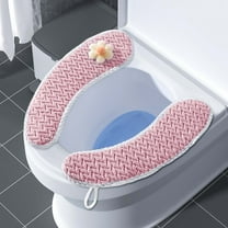 Vxdvou Thickened Toilet Seat Cover, Knitted Winter Cushion, Warm & Soft, Fits Round & Rectangular Toilets, Easy Installation & Cleaning, Polyester Material