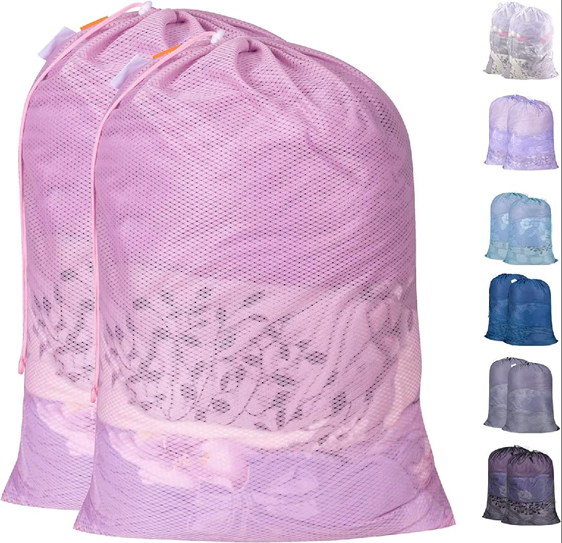Heavy Duty Large Mesh Laundry Bags with ID Tag and Locking Drawstring