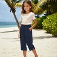 thumbnail image 5 of Liyamei Girls Beach Casual Pants with Solid Color Capri Style for Summer Comfort Size 5-14 Years, 5 of 7