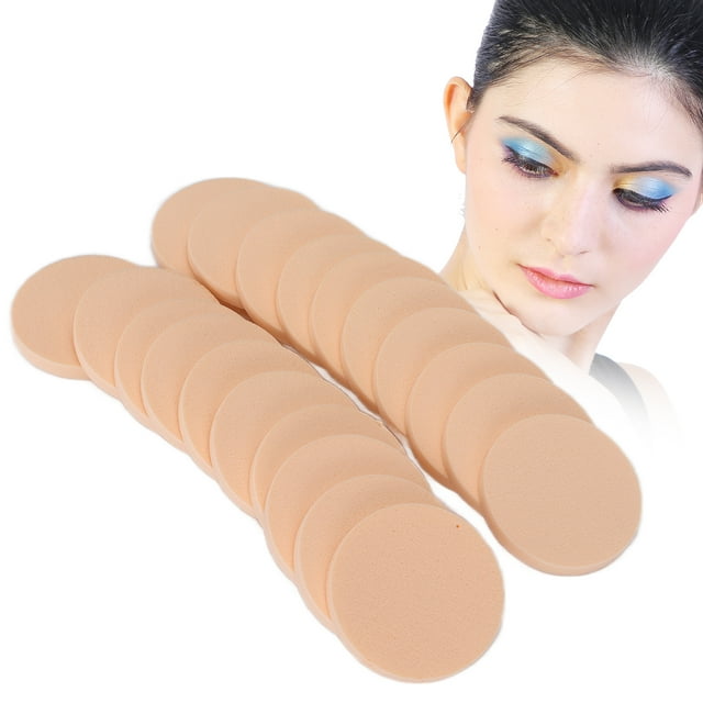 Esponja De Maquillaje Redonda Doble De 20 Piezas, Esponja De Polvo Redonda Antibacteriana Reutilizable De Doble Uso Seco Y Húmedo Para Maquillaje