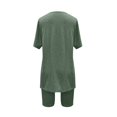 thumbnail image 5 of MXUIKV Workout Sets for Women Lightweight Summer Loose Fitted Side Slit Hem T-Shirts Tight Shorts(Large,Army Green), 5 of 7
